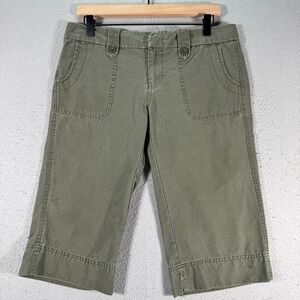 Vintage Roxy Capri Pants Women Juniors 9 Green Trendy Surf Skate Relaxed Y2K 16"